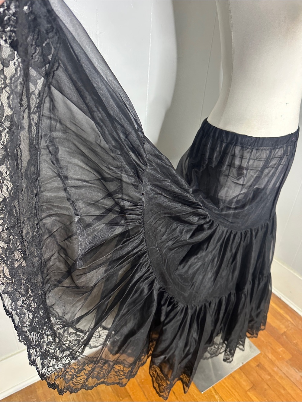 Vintage Malco Modes Black Petticoat Skirt 80s